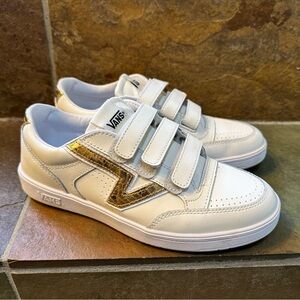 Vans Women’s White Sneakers with Gold Accents